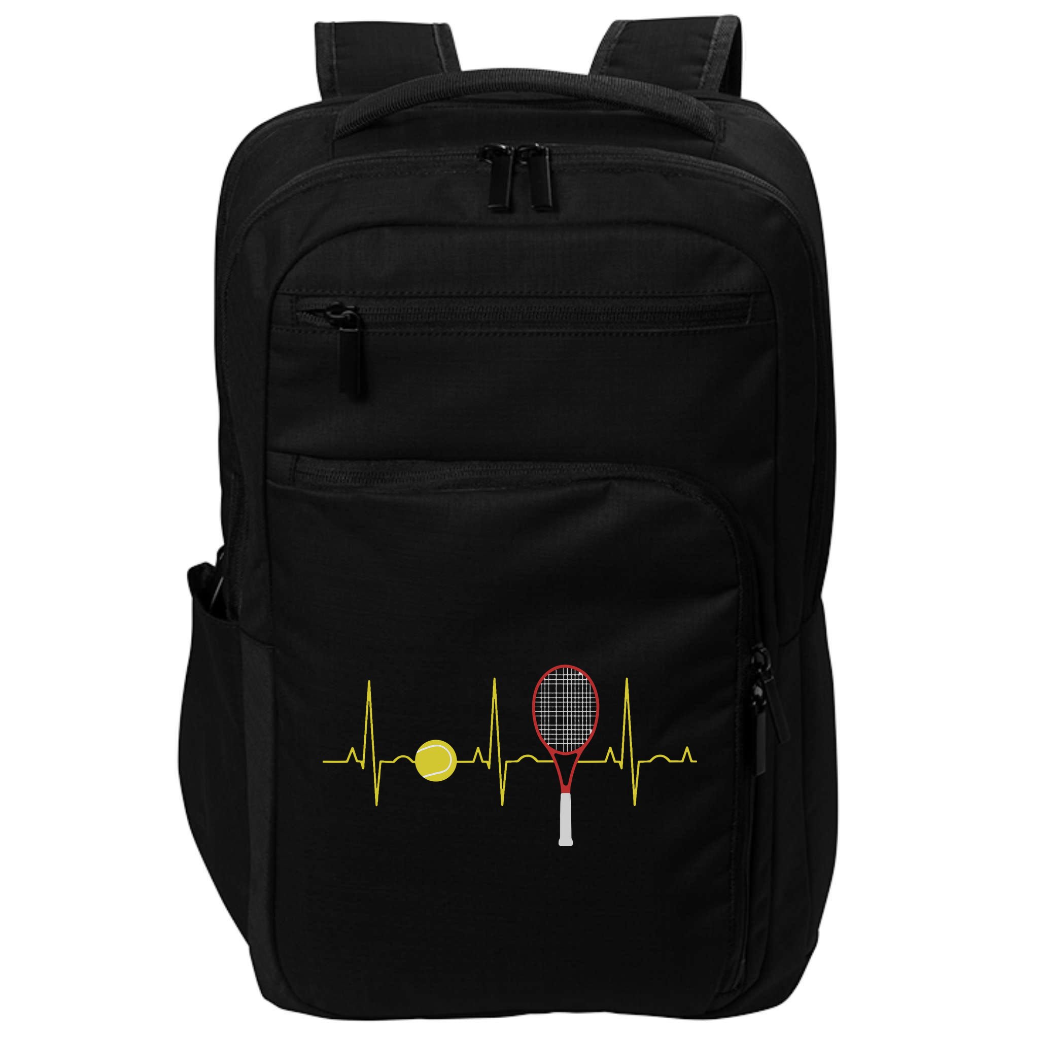 Tennis Player Retro Sport Racket & Tennis Ball Heartbeat Impact Tech Backpack
