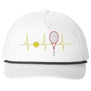 Tennis Player Retro Sport Racket & Tennis Ball Heartbeat Snapback Five-Panel Rope Hat