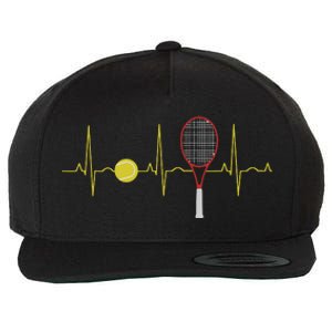 Tennis Player Retro Sport Racket & Tennis Ball Heartbeat Wool Snapback Cap