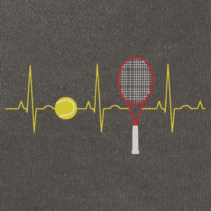 Tennis Player Retro Sport Racket & Tennis Ball Heartbeat Cotton Canvas Backpack