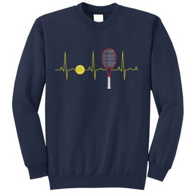 Tennis Player Retro Sport Racket & Tennis Ball Heartbeat Sweatshirt