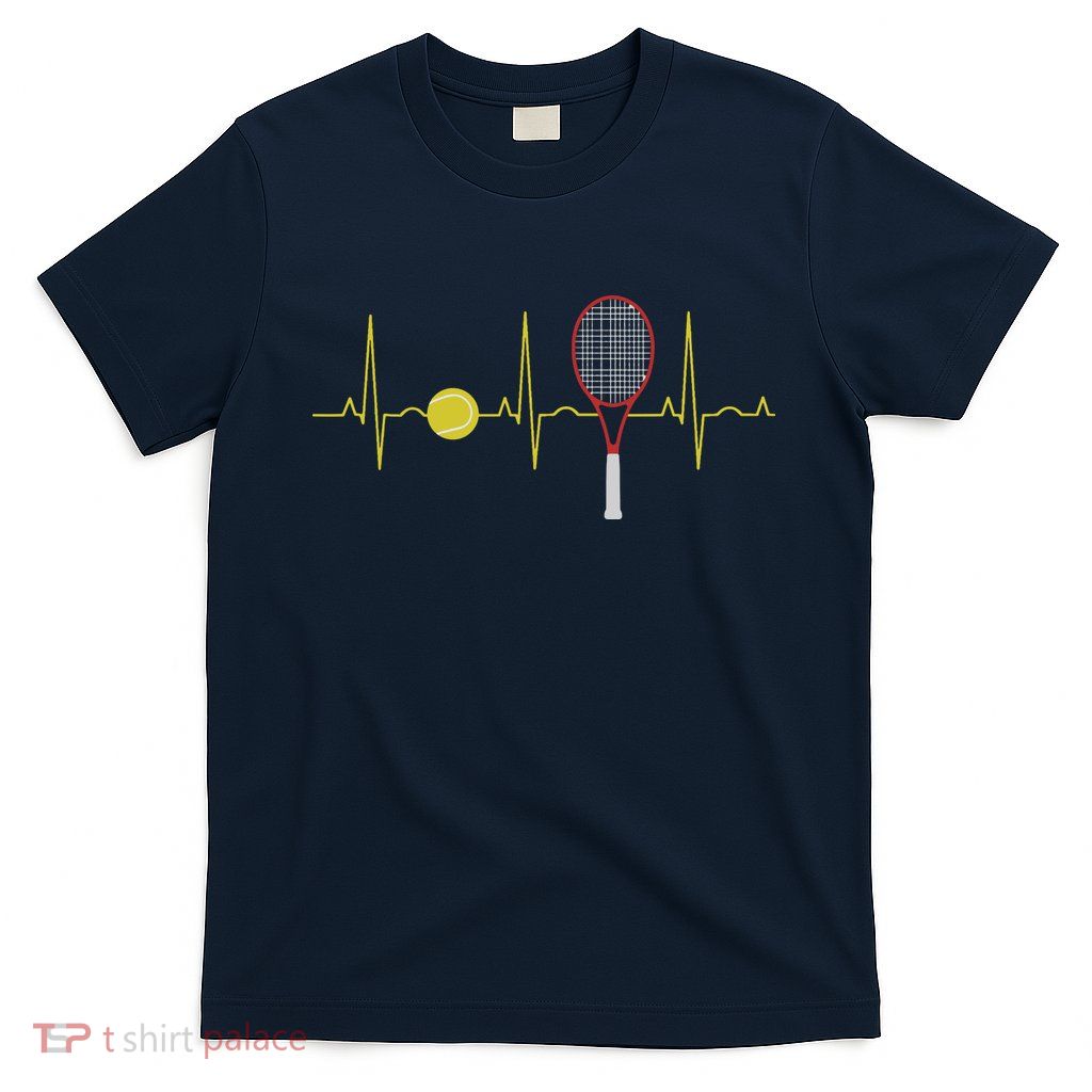 Tennis Player Retro Sport Racket & Tennis Ball Heartbeat T-Shirt