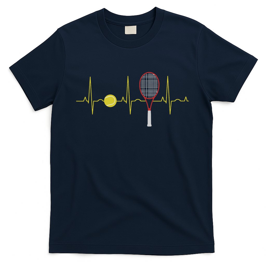 Tennis Player Retro Sport Racket & Tennis Ball Heartbeat T-Shirt