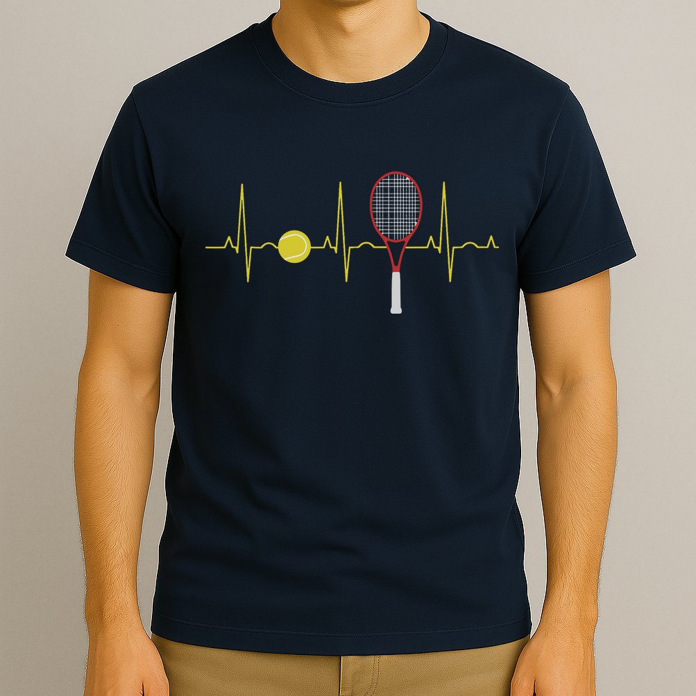 Tennis Player Retro Sport Racket & Tennis Ball Heartbeat T-Shirt
