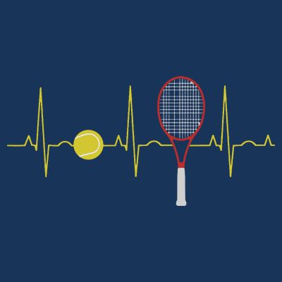 Tennis Player Retro Sport Racket & Tennis Ball Heartbeat T-Shirt