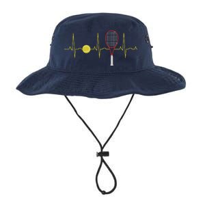 Tennis Player Retro Sport Racket & Tennis Ball Heartbeat Legacy Cool Fit Booney Bucket Hat