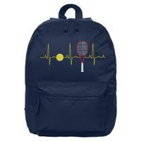Tennis Player Retro Sport Racket & Tennis Ball Heartbeat 16 in Basic Backpack