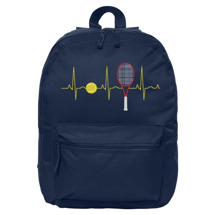 Tennis Player Retro Sport Racket & Tennis Ball Heartbeat 16 in Basic Backpack