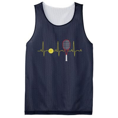 Tennis Player Retro Sport Racket & Tennis Ball Heartbeat Mesh Reversible Basketball Jersey Tank