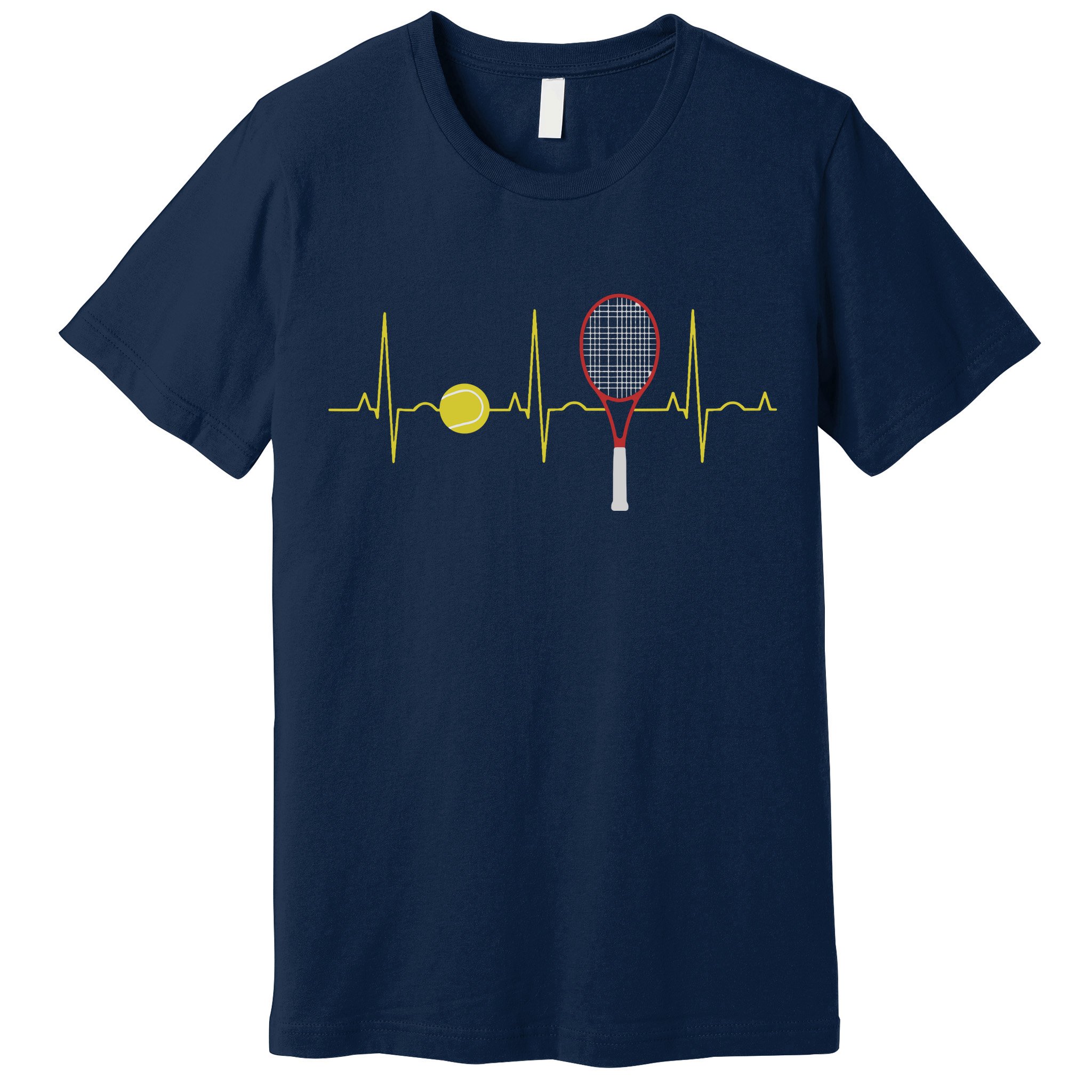 Tennis Player Retro Sport Racket & Tennis Ball Heartbeat Premium T-Shirt