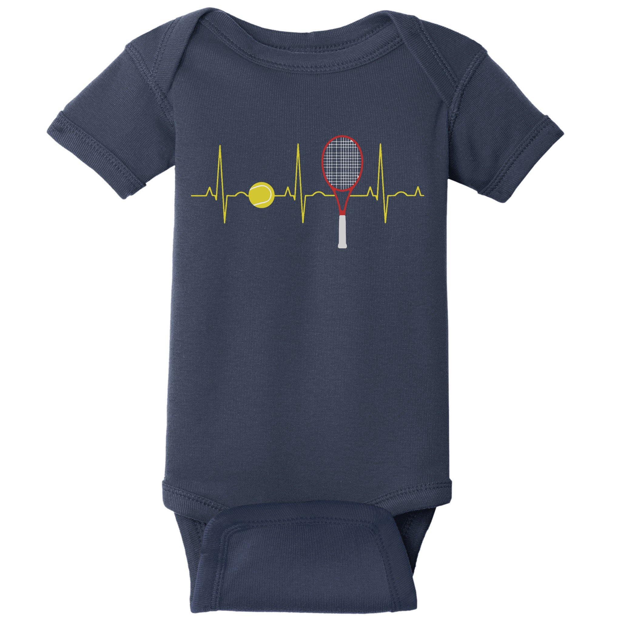 Tennis Player Retro Sport Racket & Tennis Ball Heartbeat Baby Bodysuit