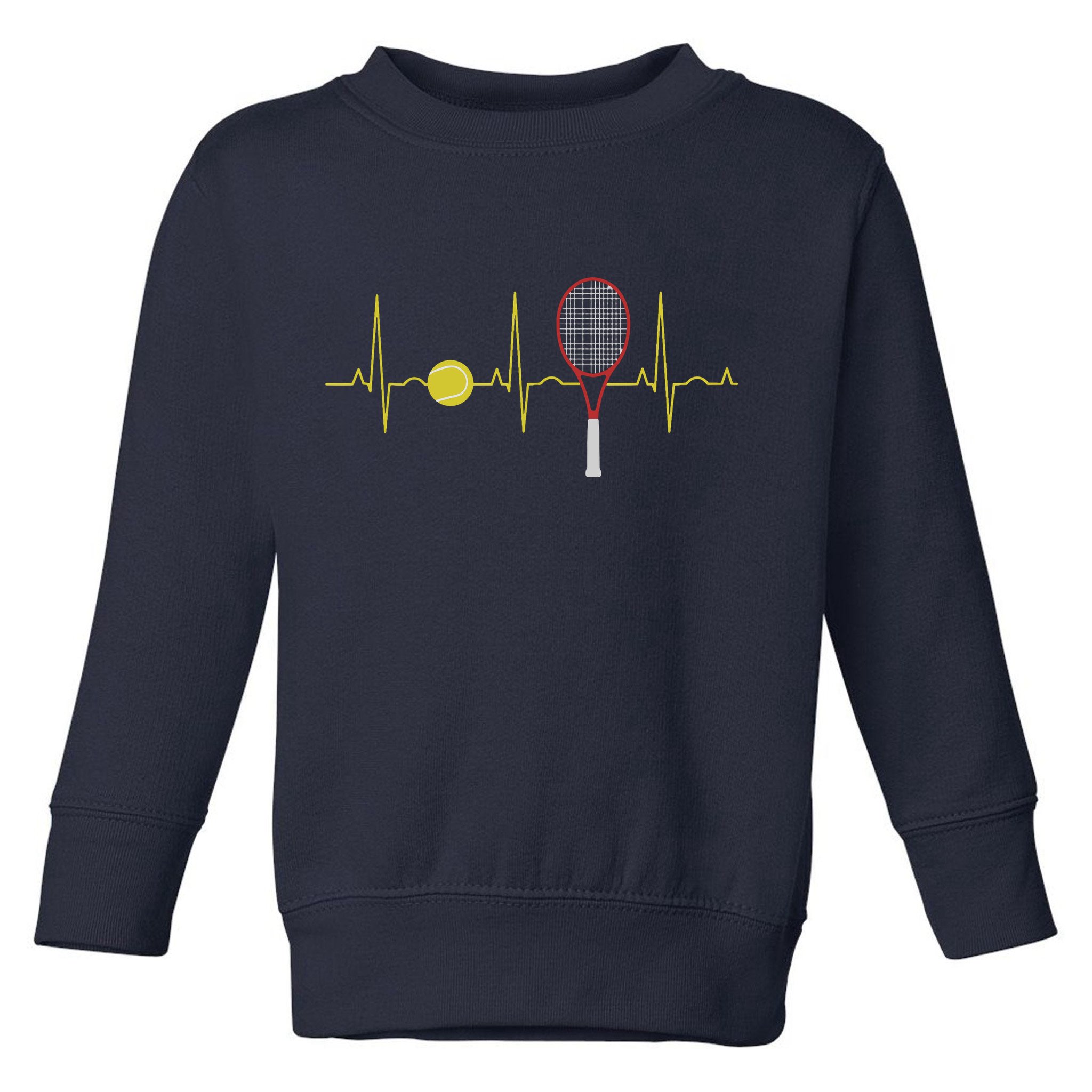 Tennis Player Retro Sport Racket & Tennis Ball Heartbeat Toddler Sweatshirt