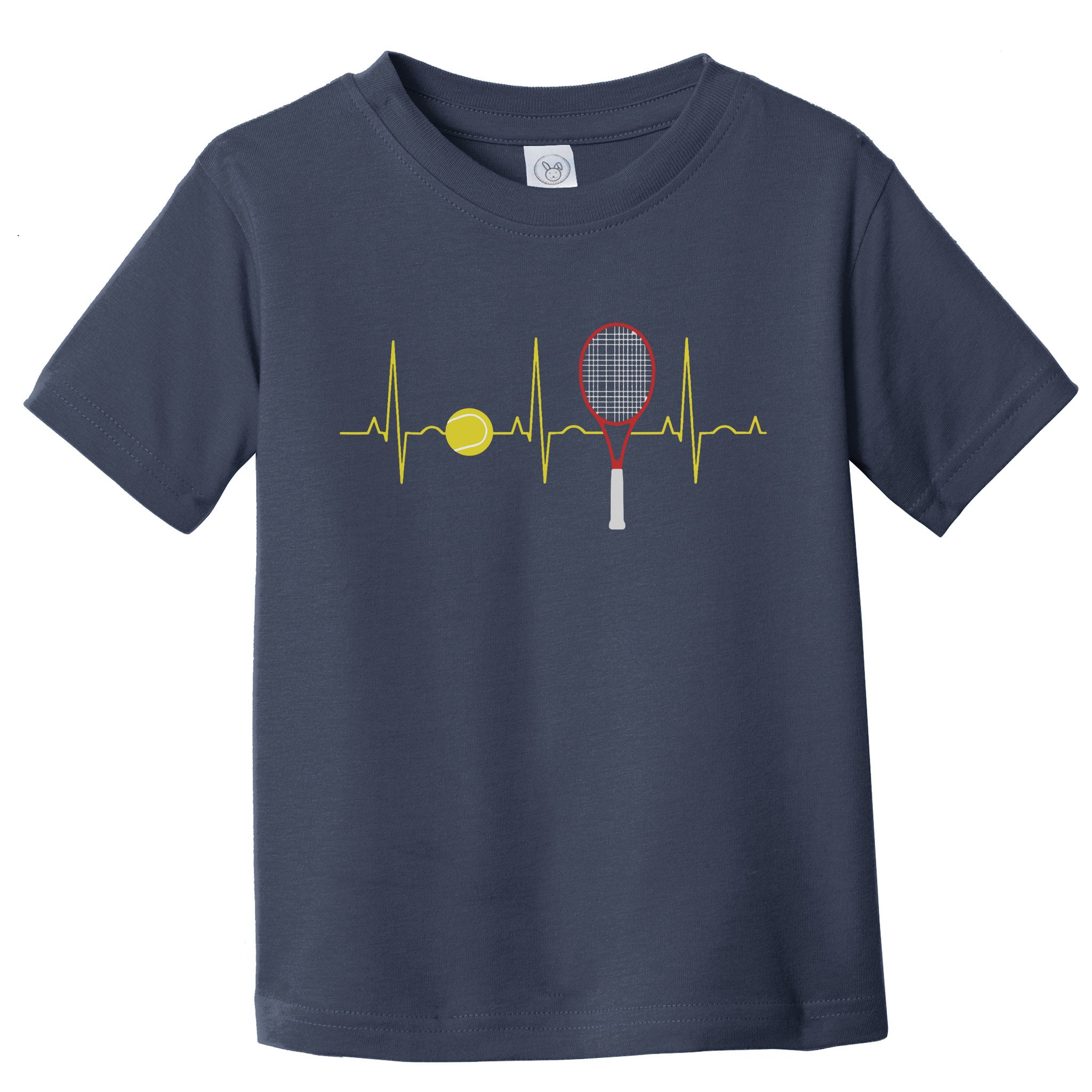 Tennis Player Retro Sport Racket & Tennis Ball Heartbeat Toddler T-Shirt