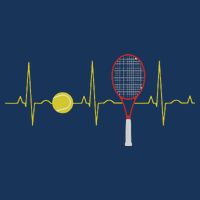 Tennis Player Retro Sport Racket & Tennis Ball Heartbeat Women's V-Neck T-Shirt
