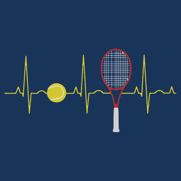 Tennis Player Retro Sport Racket & Tennis Ball Heartbeat Women's V-Neck T-Shirt