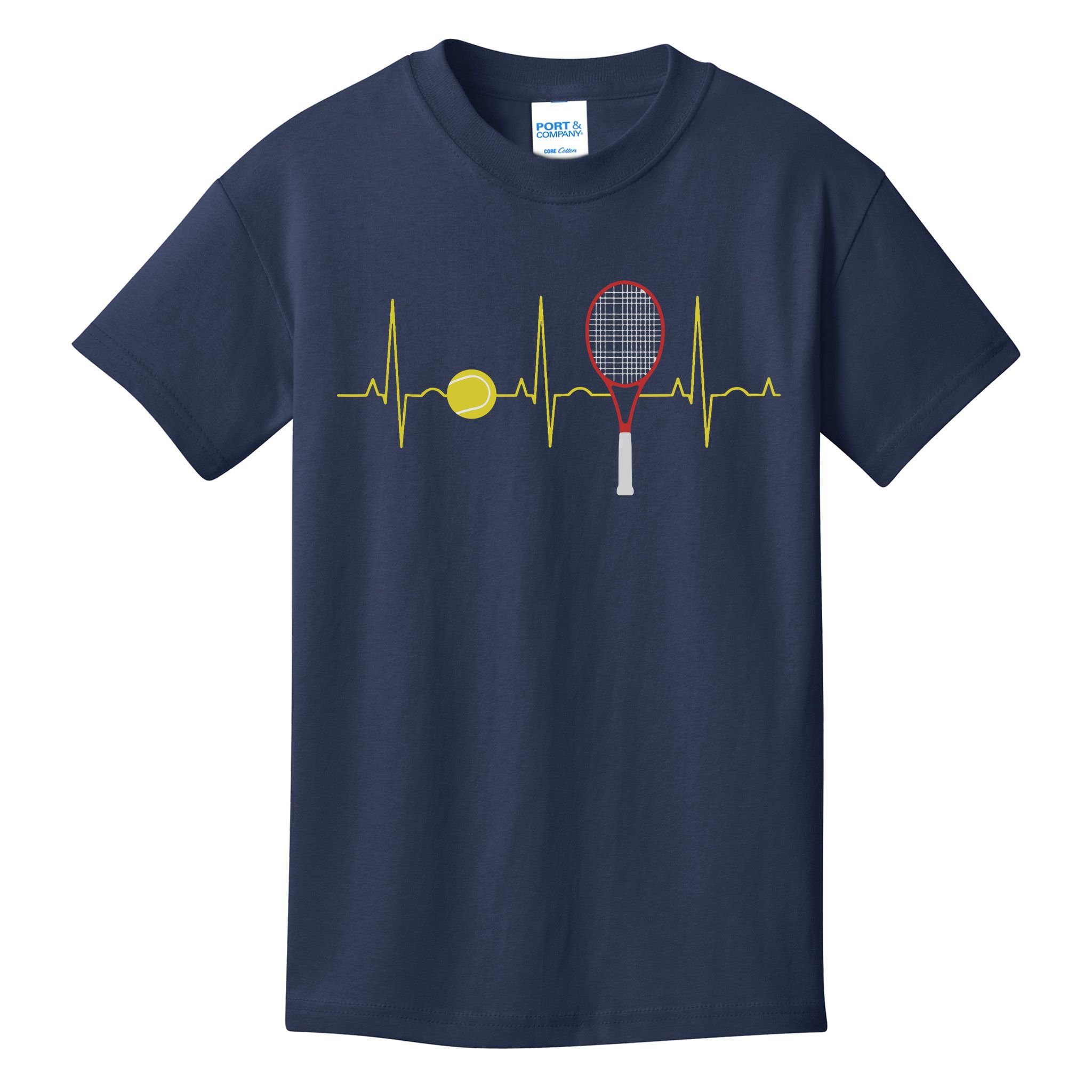 Tennis Player Retro Sport Racket & Tennis Ball Heartbeat Kids T-Shirt