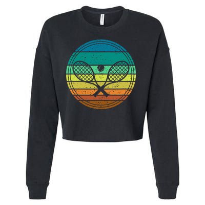 Tennis Player Racquet Ball Retro Vintage Racket Lawn Tennis Cropped Pullover Crew