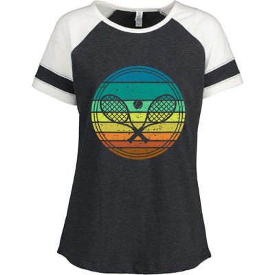 Tennis Player Racquet Ball Retro Vintage Racket Lawn Tennis Enza Ladies Jersey Colorblock Tee