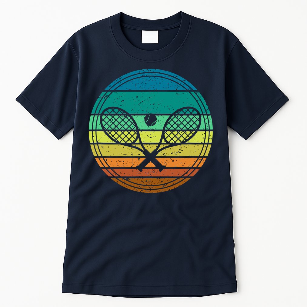 Tennis Player Racquet Ball Retro Vintage Racket Lawn Tennis Tall T-Shirt