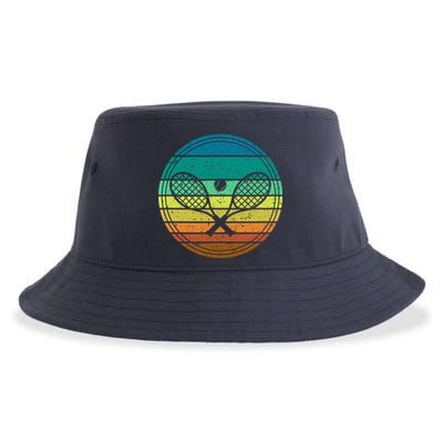 Tennis Player Racquet Ball Retro Vintage Racket Lawn Tennis Sustainable Bucket Hat