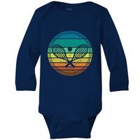 Tennis Player Racquet Ball Retro Vintage Racket Lawn Tennis Baby Long Sleeve Bodysuit