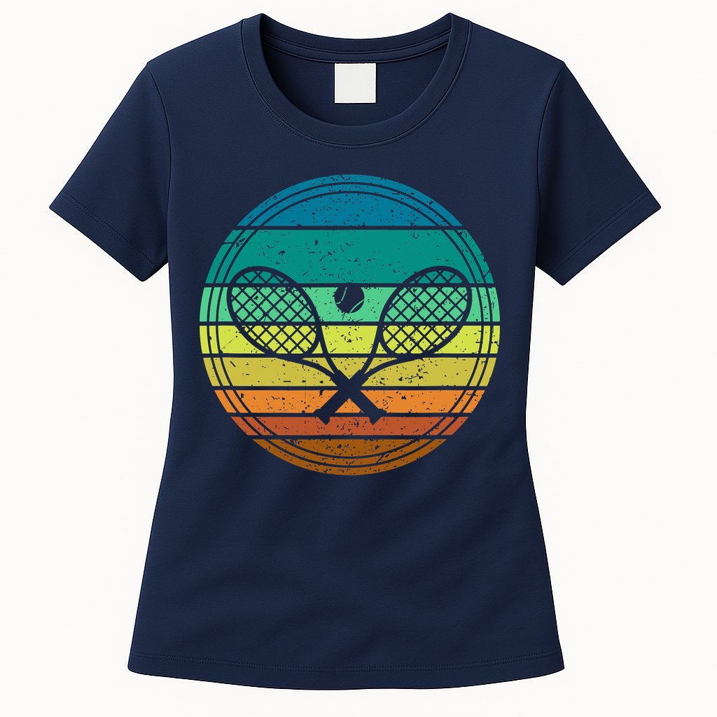 Tennis Player Racquet Ball Retro Vintage Racket Lawn Tennis Womens T-Shirt