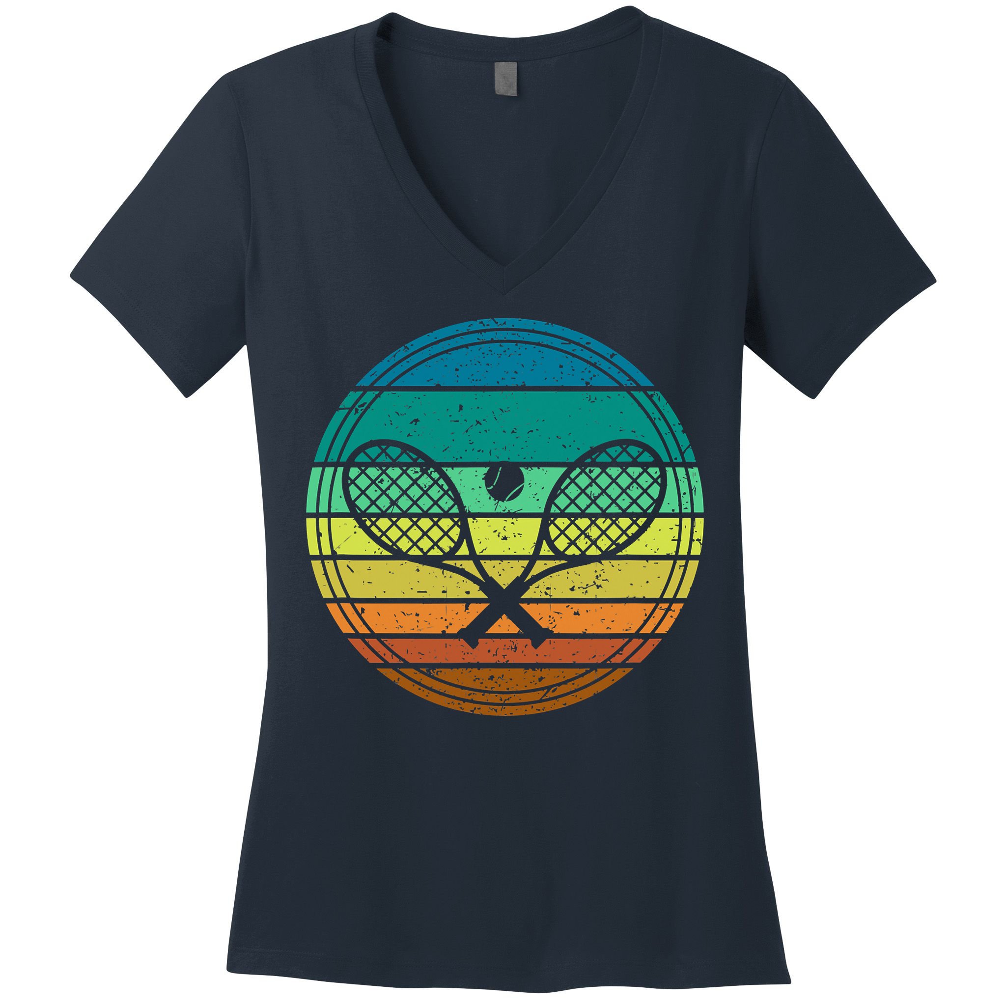 Tennis Player Racquet Ball Retro Vintage Racket Lawn Tennis Women's V-Neck T-Shirt