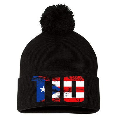 Tio Puerto Rico Flag Pride Fathers Day Puerto Rican Men Pom Pom 12in Knit Beanie