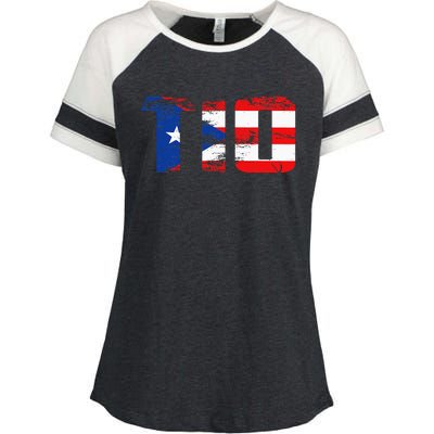 Tio Puerto Rico Flag Pride Fathers Day Puerto Rican Men Enza Ladies Jersey Colorblock Tee