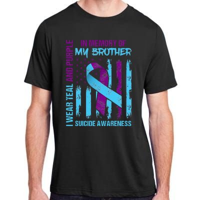 Teal Purple Ribbon Suicide Awareness Flag Brother Back Print Adult ChromaSoft Performance T-Shirt