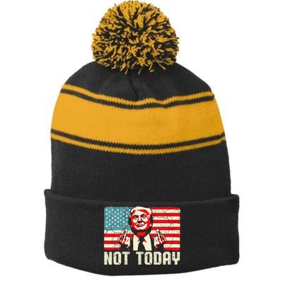 Trump Pennsylvania Rally Shooting Not Today Stripe Pom Pom Beanie