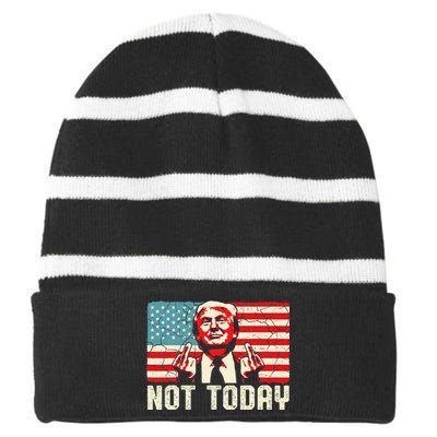 Trump Pennsylvania Rally Shooting Not Today Striped Beanie with Solid Band