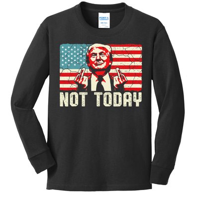 Trump Pennsylvania Rally Shooting Not Today Kids Long Sleeve Shirt