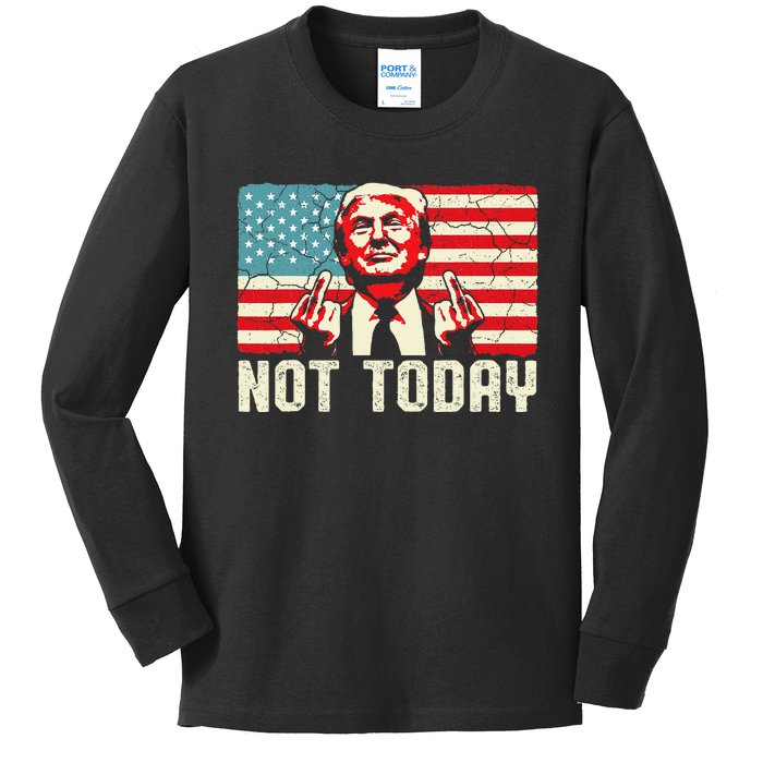 Trump Pennsylvania Rally Shooting Not Today Kids Long Sleeve Shirt