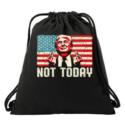 Trump Pennsylvania Rally Shooting Not Today Drawstring Bag