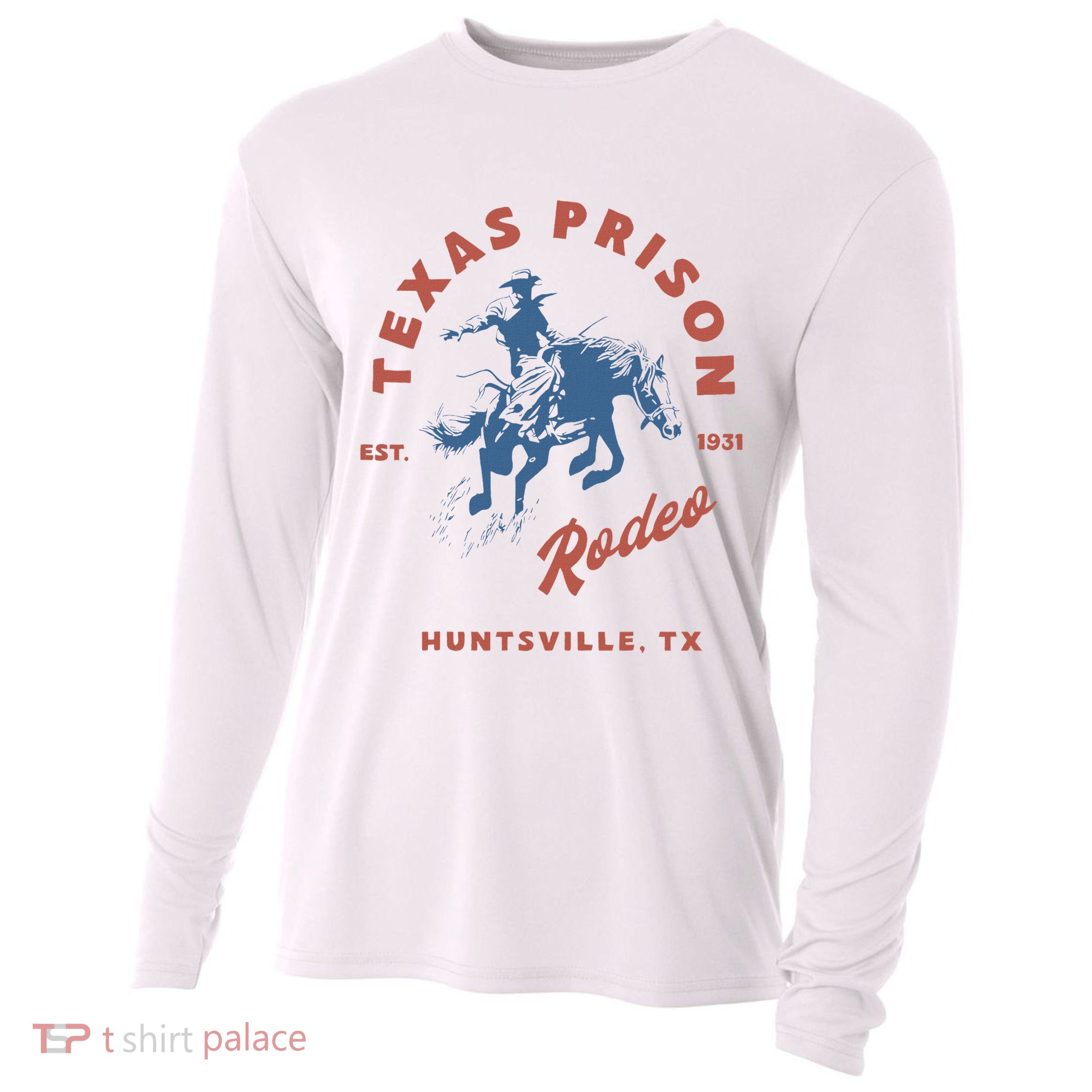 Texas Prison Rodeo Cowboy Western Cooling Performance Long Sleeve Crew