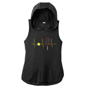 Tennis Player Retro Sport Racket Tennis Ball Heartbeat Ladies PosiCharge Tri-Blend Wicking Draft Hoodie Tank