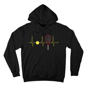 Tennis Player Retro Sport Racket Tennis Ball Heartbeat Hoodie