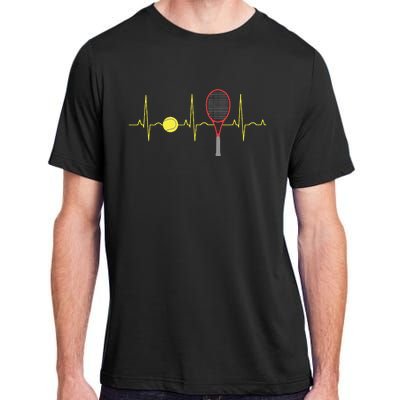 Tennis Player Retro Sport Racket Tennis Ball Heartbeat Adult ChromaSoft Performance T-Shirt