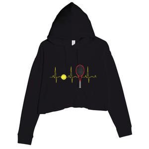 Tennis Player Retro Sport Racket Tennis Ball Heartbeat Crop Fleece Hoodie