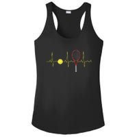 Tennis Player Retro Sport Racket Tennis Ball Heartbeat Ladies PosiCharge Competitor Racerback Tank