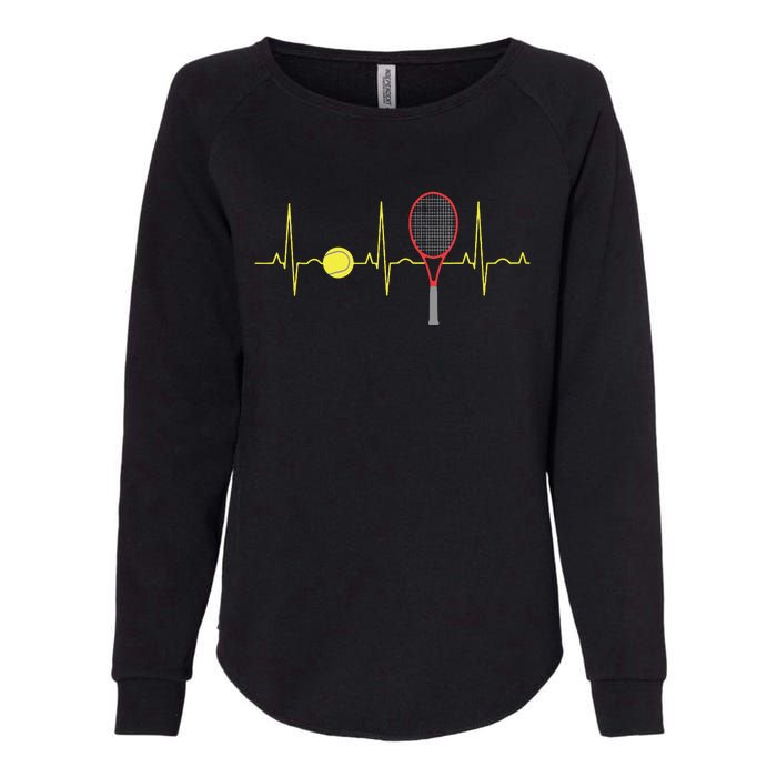 Tennis Player Retro Sport Racket Tennis Ball Heartbeat Womens California Wash Sweatshirt