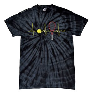 Tennis Player Retro Sport Racket Tennis Ball Heartbeat Tie-Dye T-Shirt