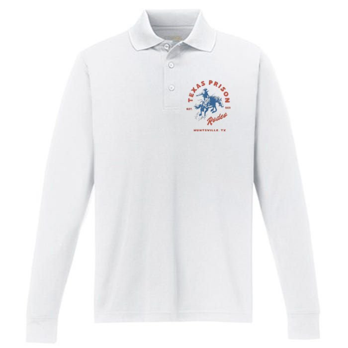 Texas Prison Rodeo Cowboy Western Performance Long Sleeve Polo