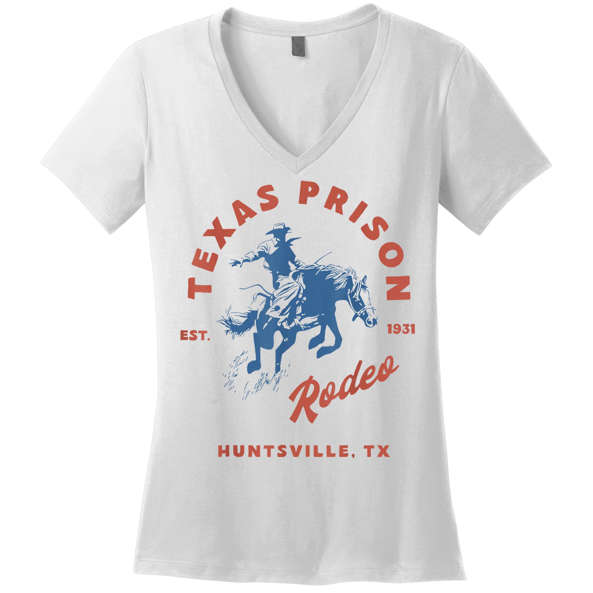 Texas Prison Rodeo Cowboy Western Women's V-Neck T-Shirt