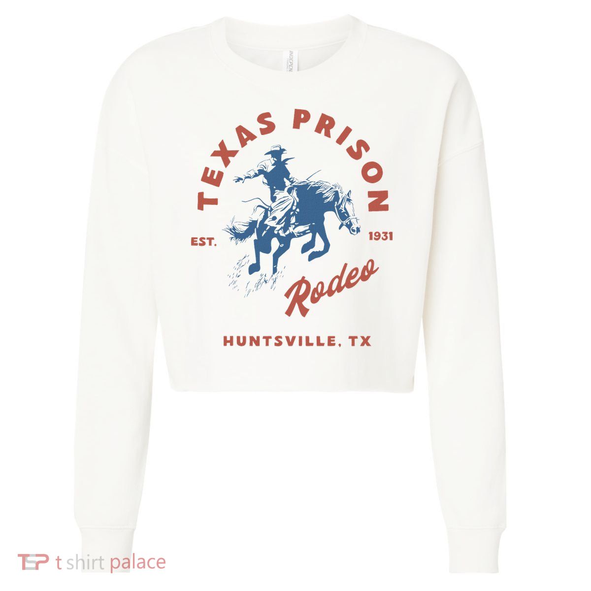 Texas Prison Rodeo Cowboy Western Cropped Pullover Crew