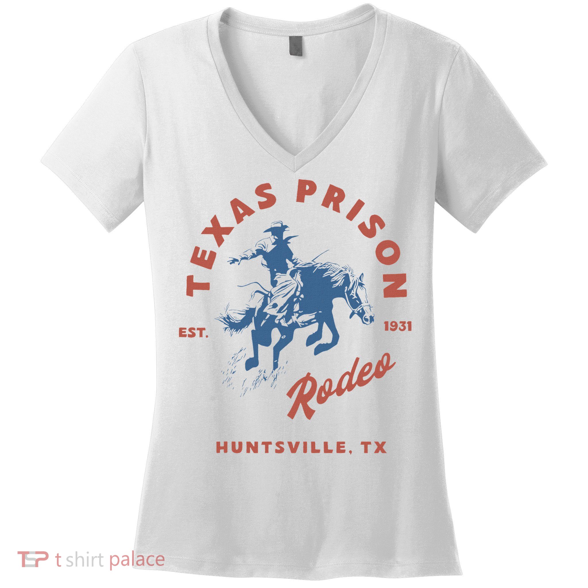 Texas Prison Rodeo Cowboy Western Women's V-Neck T-Shirt