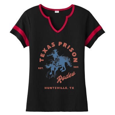 Texas Prison Rodeo Cowboy Western Ladies Halftime Notch Neck Tee