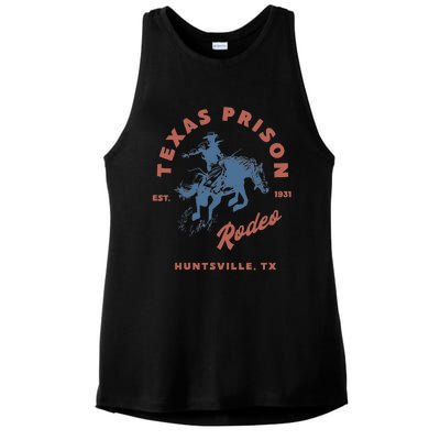 Texas Prison Rodeo Cowboy Western Ladies PosiCharge Tri-Blend Wicking Tank