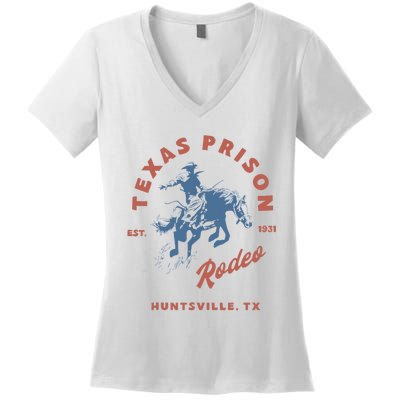 Texas Prison Rodeo Cowboy Western Women's V-Neck T-Shirt